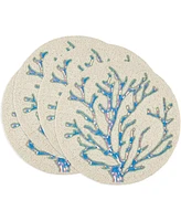Saro Lifestyle Coastal Coral Beaded Placemats, 15" Round