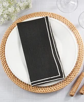Saro Lifestyle Double Line Embroidered Linen Napkins, 20" x 20"