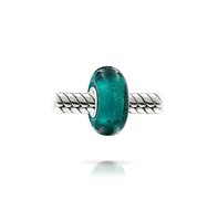 Bling Jewelry Set of 2 Translucent Solid Teal Blue Green Glass Charm Bead Sterling Silver Core