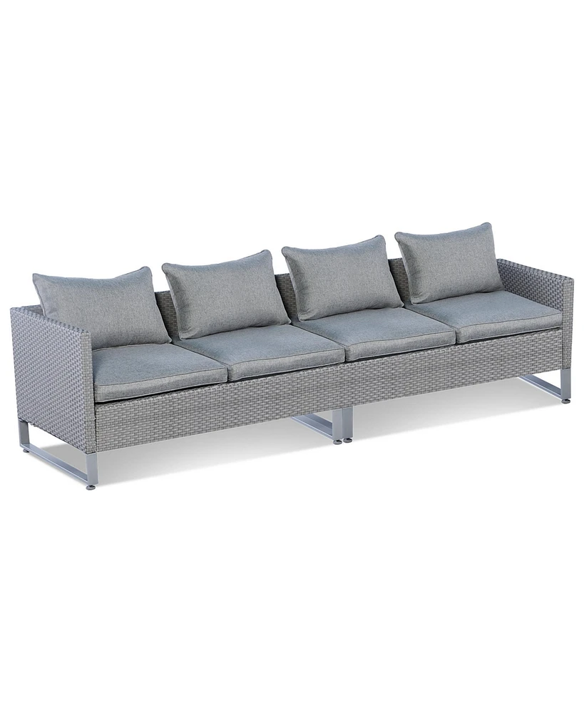 2PCS Patio Conversation Set Sectional Sofa Furniture Cushioned Seat Garden