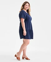 Style & Co Plus Square-Neck Tiered Dress, Exclusively at Macy's