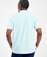 Club Room Men's Short Sleeve Printed-Trim Woven Performance Polo Shirt, Exclusively at Macy's
