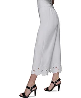 Karl Lagerfeld Paris Petite Mid-Rise Cutout-Flower Pants