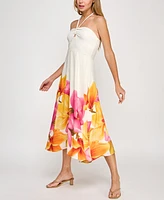 Trixxi Juniors' Halter-Neck Floral-Print Midi Dress