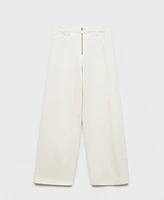 Mango Women's Zipper Wide Leg Jeans
