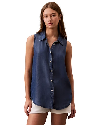Calvin Klein Jeans Women's Sleeveless Button-Down Shirt