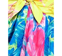 Seni & Cade Juniors' Printed Tie-Front Fit Flare Dress