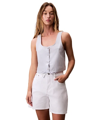 Calvin Klein Jeans Women's Drawstring-Hem Cropped Tank Top
