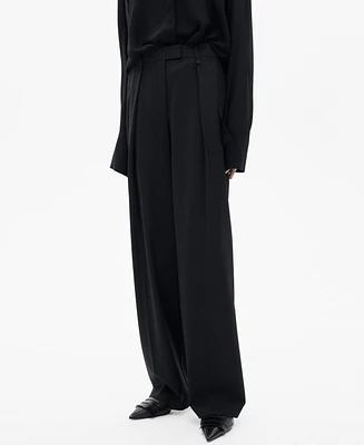 Mango Women's Straight-Fit Pleated Pants