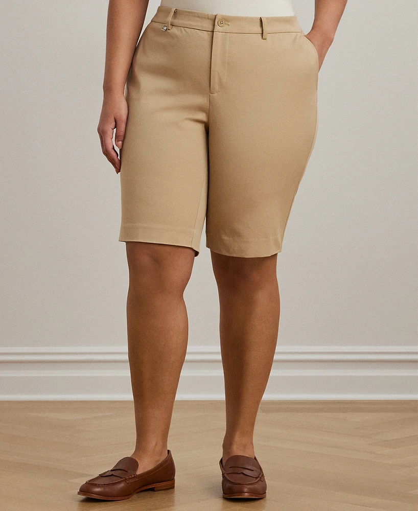 Lauren Ralph Plus-Size Stretch Cotton Shorts