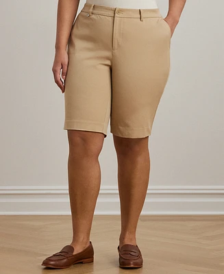 Lauren Ralph Plus-Size Stretch Cotton Shorts