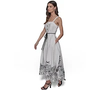 Karl Lagerfeld Paris Women's Border Rope-Belt Midi Dress