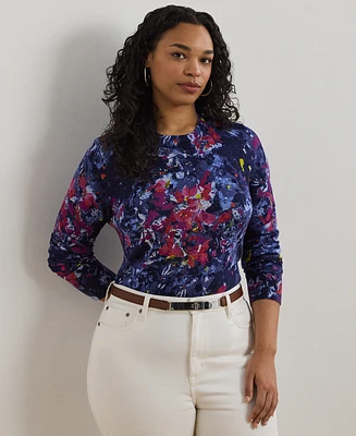 Lauren Ralph Plus Print Cotton-Blend Sweater