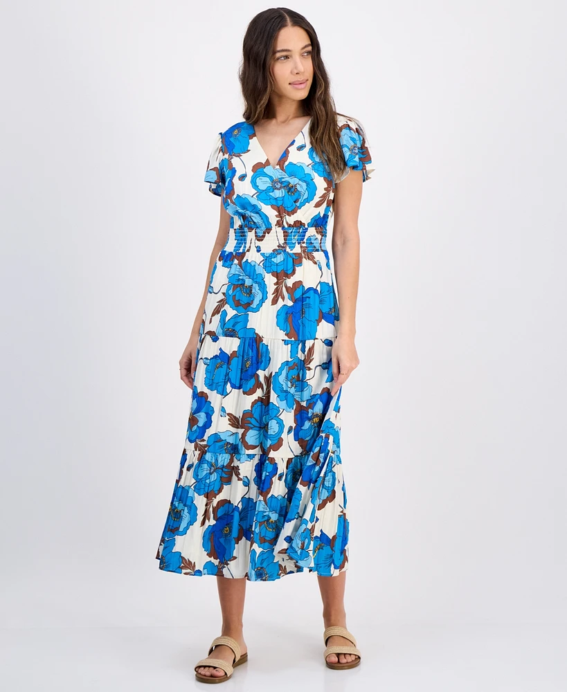 Tinsel Petite Print Short-Sleeve Maxi Dress