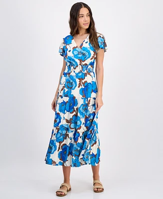 Tinsel Petite Print Short-Sleeve Maxi Dress