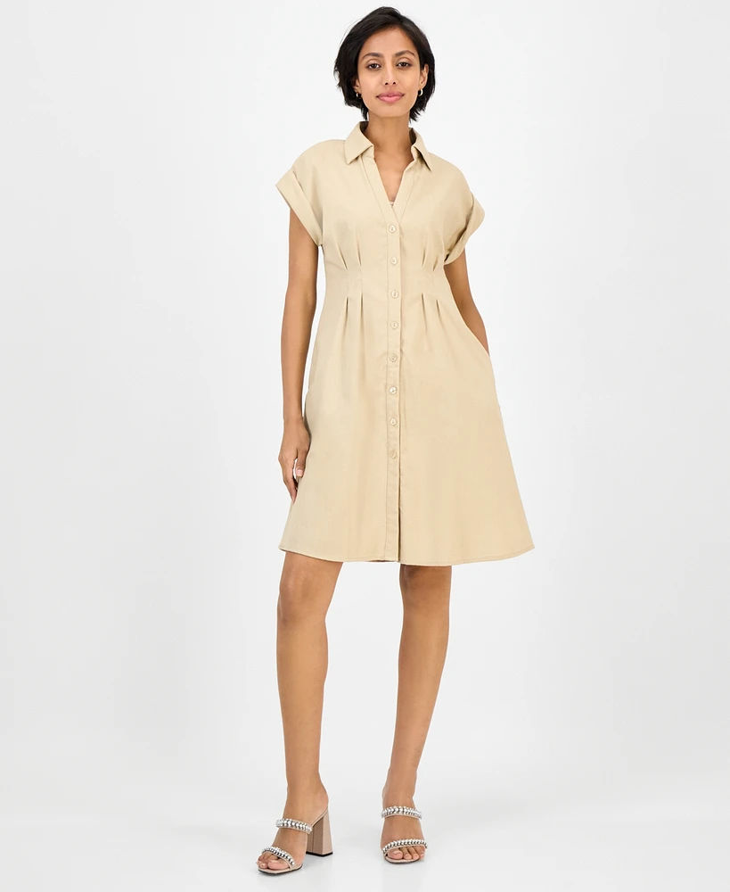 julia jordan Women's Pintuck-Waist Shirtdress