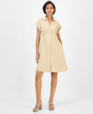julia jordan Women's Pintuck-Waist Shirtdress