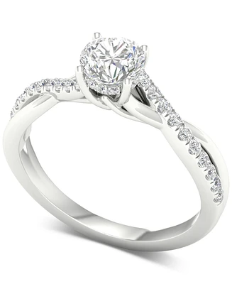 Diamond Halo Twist Engagement Ring (1 ct. t.w.) in 14k White Gold
