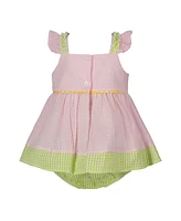 Blueberi Boulevard Baby Girls Seersucker Stripe Daisy Sunsuit