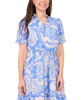 Sam & Jess Petite Printed Lawn Smocked-Waist Maxi Dress