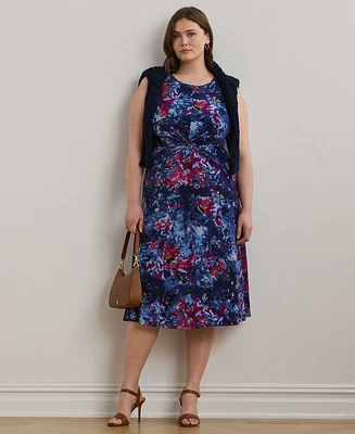 Lauren Ralph Plus Print Twist-Front Jersey Dress