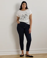 Lauren Ralph Plus Cotton-Blend Jersey Graphic Tee