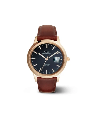 Daniel Wellington Unisex Automatic Brown Genuine Italian Chrome-Free Leather Watch, 40mm