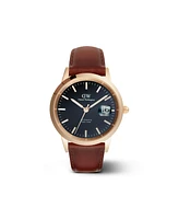 Daniel Wellington Unisex Automatic Brown Genuine Italian Chrome-Free Leather Watch, 40mm