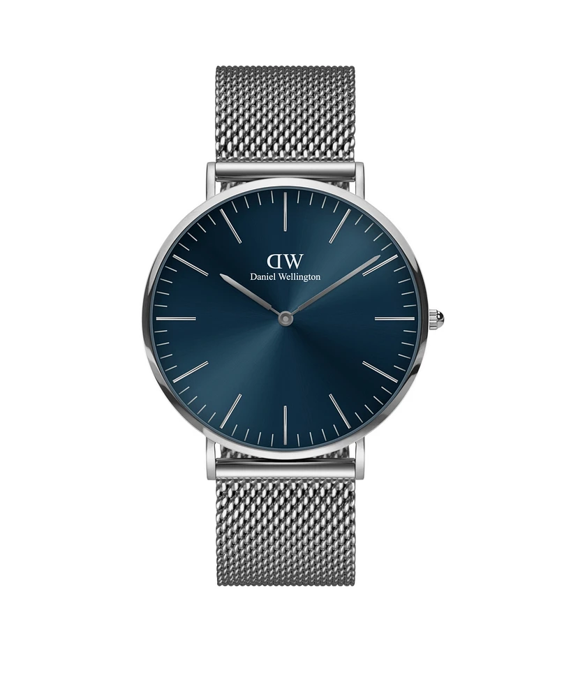 Daniel Wellington Unisex Analog Silver-Tone Stainless Steel Mesh Watch, 40mm