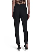 Halston Women's Pintuck High-Waisted Ankle Pants