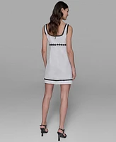 Karl Lagerfeld Paris Women's Tweed Contrast-Trim Square-Neck Dress