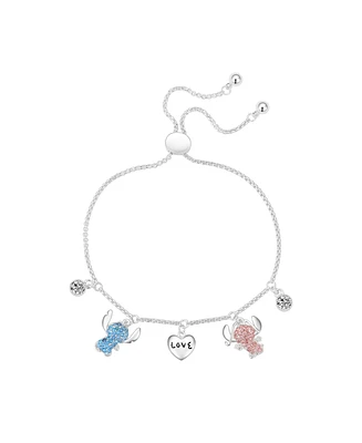 Disney Cubic Zirconia Lilo and Stitch Love Angel Bolo Bracelet