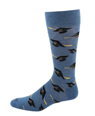 MeMoi Men's Graduation Pattern Rayon Novelty Crew Socks