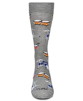 MeMoi Men's Embroidered Drums Crew Socks