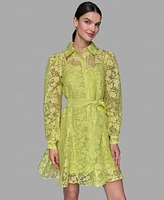 Karl Lagerfeld Paris Women's Organza Burnout Fit & Flare Shirtdress