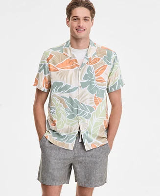 Sun + Stone Men's Cutler Leaf Print Camp Shirt