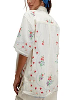 Free People Women's Emma Embroidered Cotton Linen Button-Front Shirt
