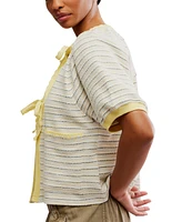 Free People Women's Tropic Striped Cotton Tie-Front Sweatshirt