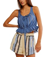 Free People Women's Alana Lace-Trim Cotton Sleeveless Top