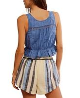 Free People Women's Alana Lace-Trim Cotton Sleeveless Top