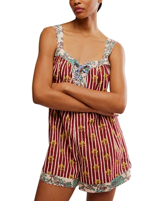 Free People Women's Port Au Prince Printed Cotton Sleeveless Romper