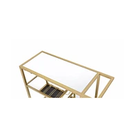 Modern Glass Bar Cart – 2-Tier Rolling Cart with Metal Frame for Entertaining