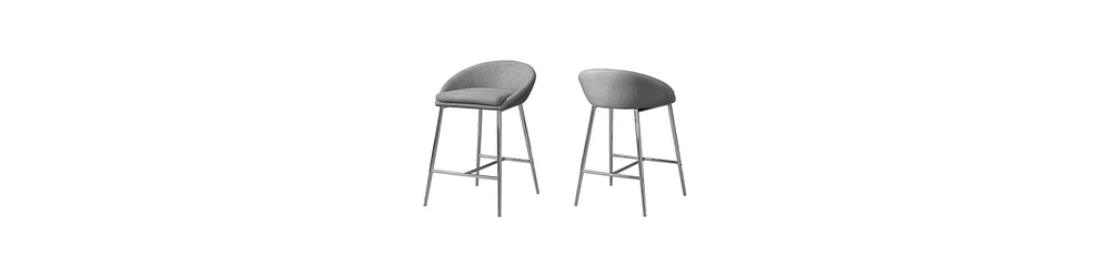 Stylish Set of Two Metal Bar Chairs with Low Back Support