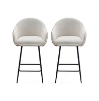Set of 2 Modern Counter Height Bar Stools, Two-Tone Design for Kitchen Island & Home Bar-The Pop Home
