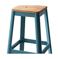 Wood and Metal Counter Height Bar Stool for Dining or Bar Seating