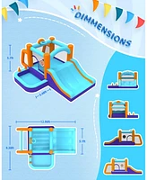 Ltmate Global Inc. Bounce House with Blower, Kids Inflatable Bouncy House with Slide, Jump Bouncy Castle with Ball Pit Pool, Basketball Hoop, Football