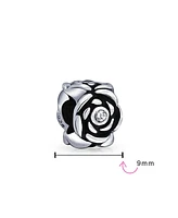 Bling Jewelry Set of 2 Heart Grandma Dangle & Flower Garden Black Rose Charm Bead Sterling Silver