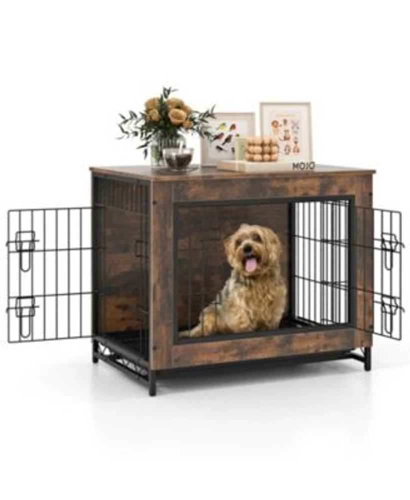 Double Lockable Doors Dog Crate Furniture With Removable Pull Out Tray X2013 Elegant Practical Pet Crate