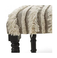 Modern Upholstered Bench with Black Legs and Striped Fabric for Home Decor