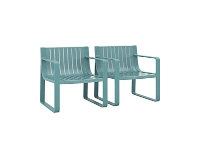 Patio Chairs Set of 2 with Curved Backrests and Seats